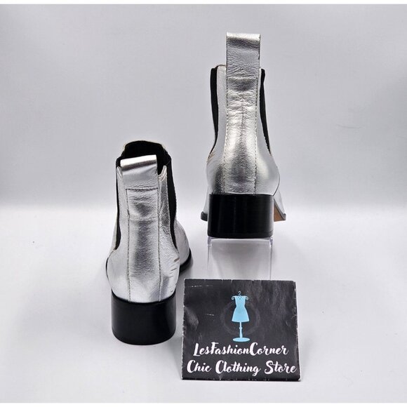 Loeffler Randall Women Metallic Silver Nellie Chelsea Pointed Booties Sz10  2971 - Picture 5 of 16